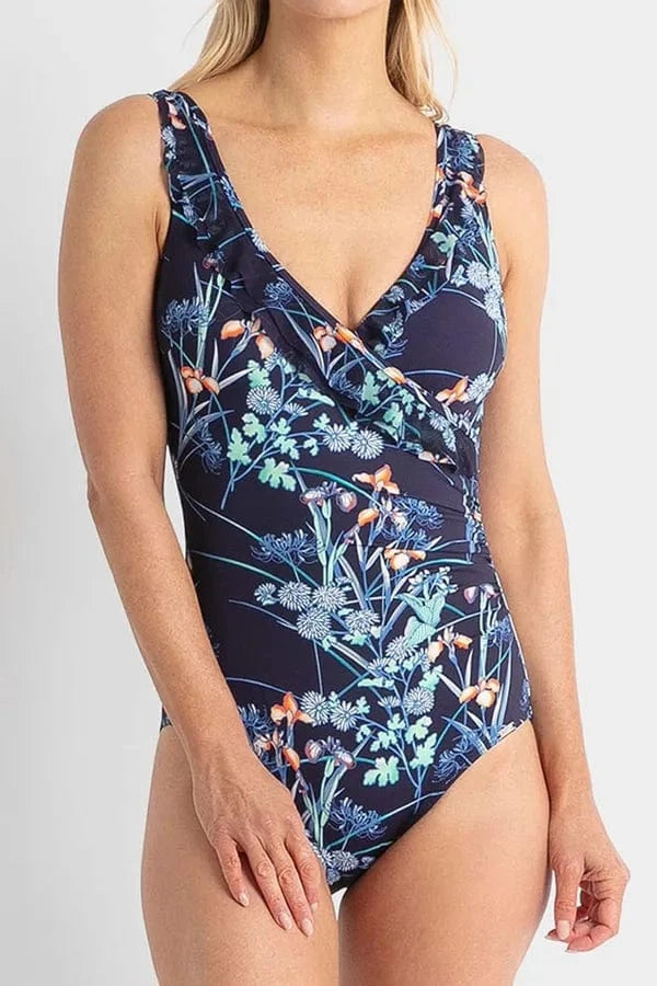 Jantzen Maja Mesh Frill One Piece - Navy Maja Mesh Frill One Piece - Navy Splash Swimwear