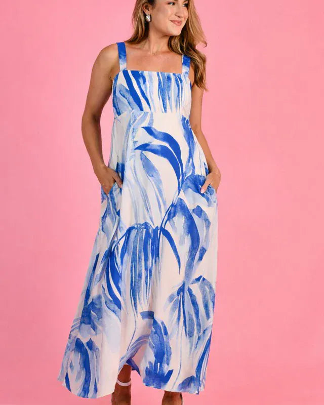 Jar Of Hearts Jar Of Hearts Bardot Maxi Dress - Blue Crush Jar Of Hearts Bardot Maxi Dress - Blue Crush Splash Swimwear