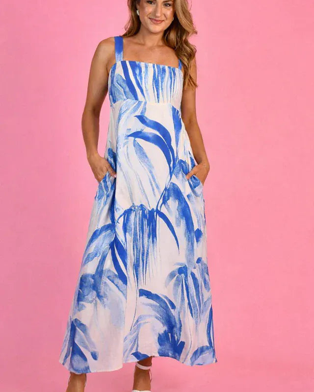 Jar Of Hearts Jar Of Hearts Bardot Maxi Dress - Blue Crush Jar Of Hearts Bardot Maxi Dress - Blue Crush Splash Swimwear