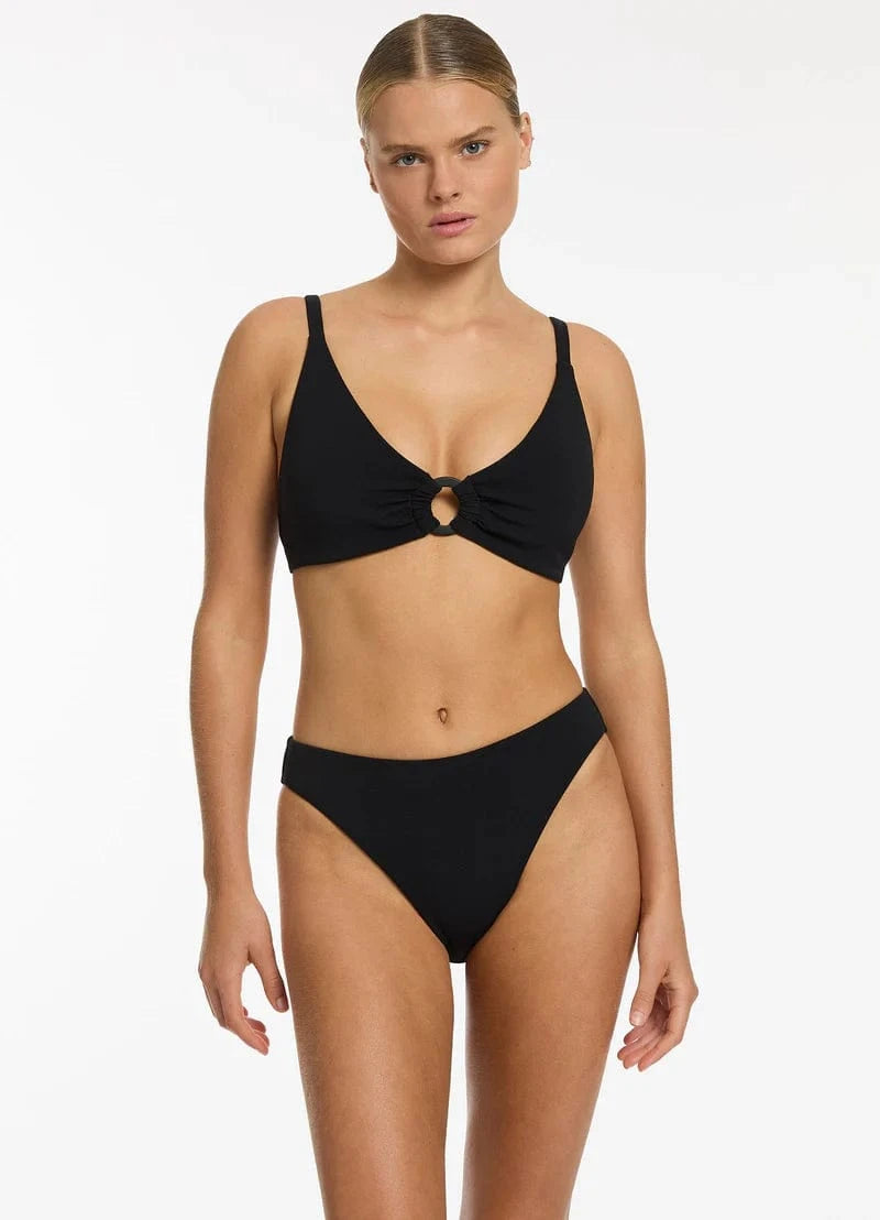 Jets Isla Rib C-D Triangle Bikini Top - Black Isla Rib C-D Triangle Bikini Top - Black Splash Swimwear Womens Swimwear