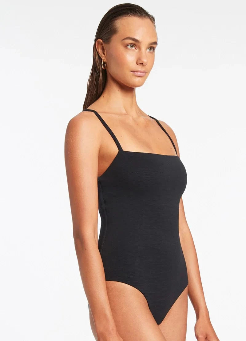 Jets Isla Rib Minimal Tank One Piece - Black Isla Rib Minimal Tank One Piece - Black Splash Swimwear One Pieces