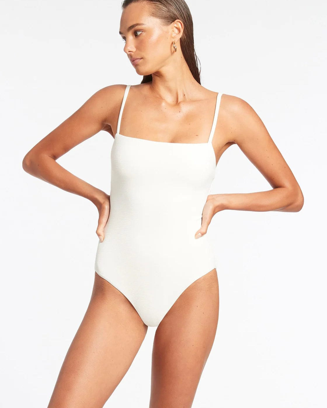 Jets Isla Rib Minimal Tank One Piece Isla Rib Minimal Tank One Piece Splash Swimwear One Pieces Cream / 8
