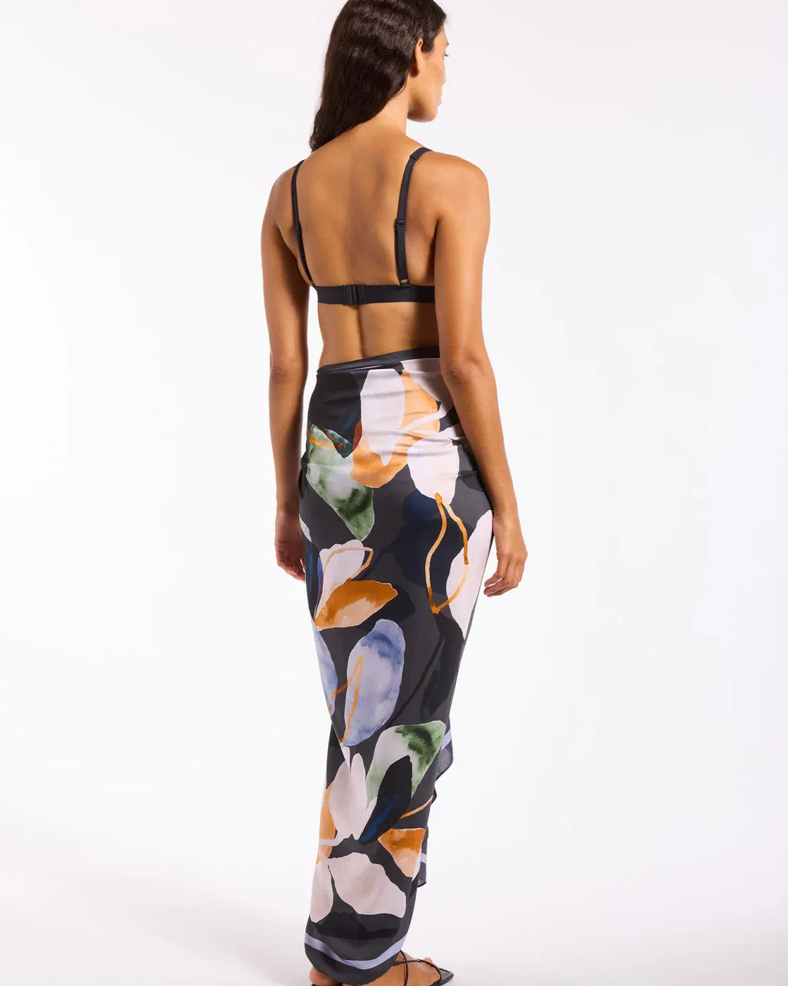 Jets Jets Flourish Long Sarong - Charcoal J61519 Jets Flourish Long Sarong - Charcoal Splash Swimwear Sarong 9360519273908