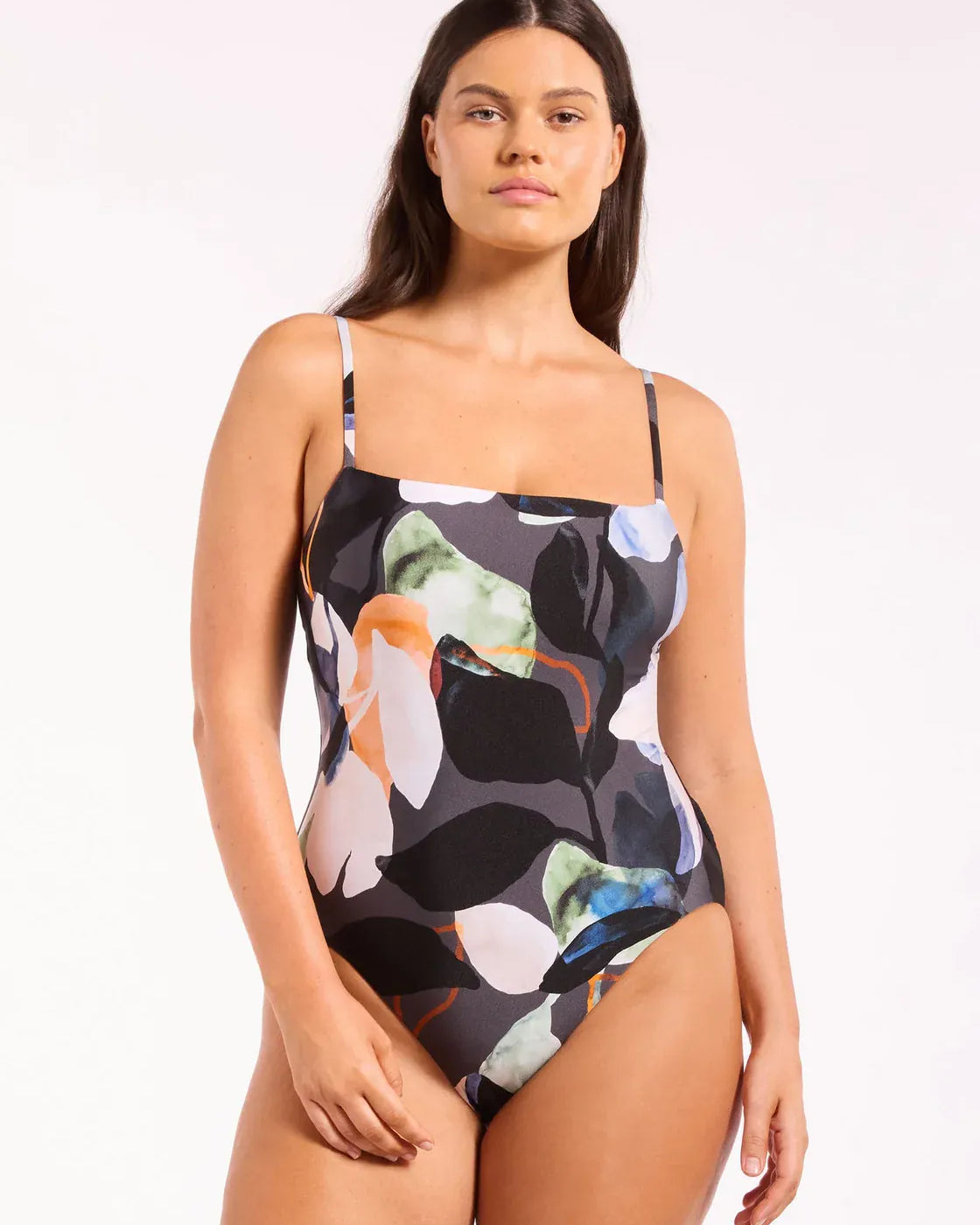 Jets Jets Flourish Minimal Tank One Piece - Charcoal Jets Flourish Minimal Tank One Piece - Charcoal Splash Swimwear One Piece