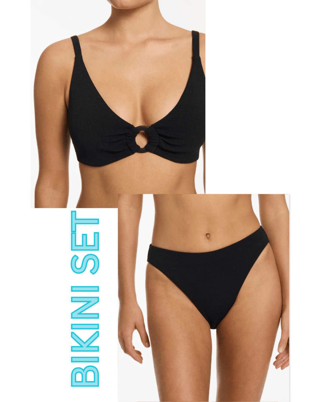 Jets Jets Isla Rib C/D Tri Top & High Leg Bikini Pant Bikini Set - Black Jets Isla Rib C/D Tri Top & High Leg Bikini Pant Bikini Set Splash Swimwear Bikini Set AU8/US4 1000028676