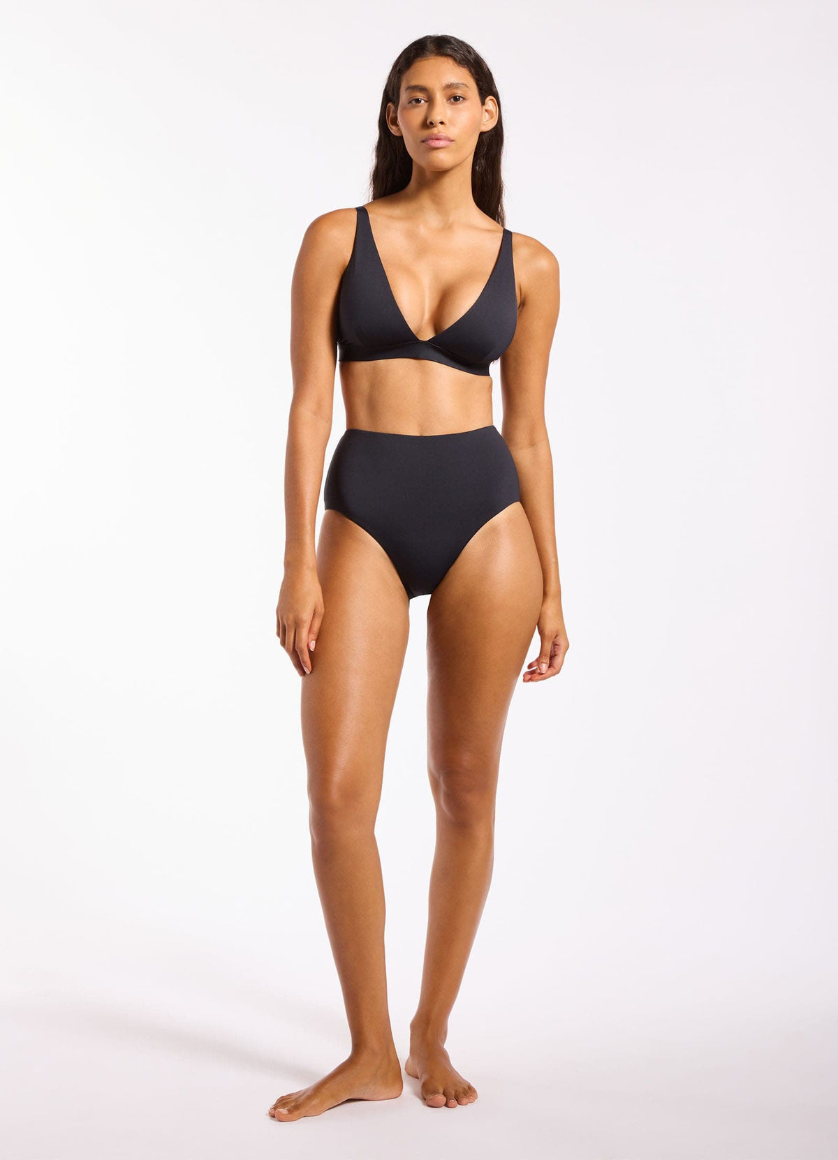 Jets Jets Jetset Smooth Longline Triangle Bikini Top - Black Jets Jetset Smooth Longline Triangle Bikini Top - Black Splash Swimwear Bikini Tops