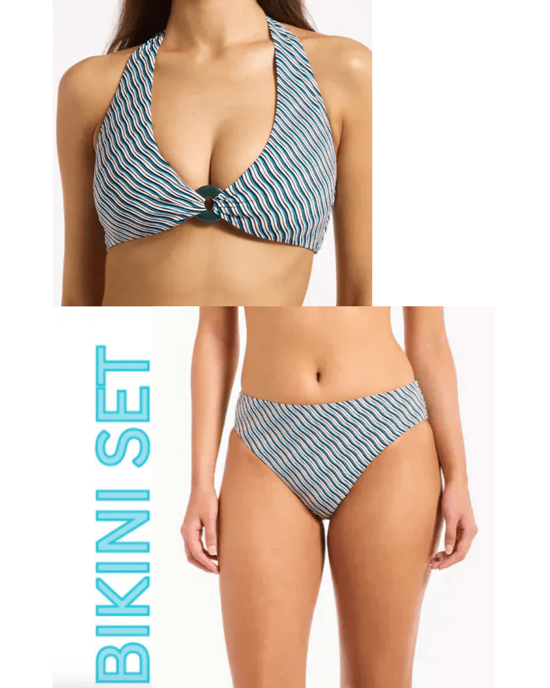 Jets Jets Onda Halter Tie Top & Full Coverage Pant - Poolside Jets Onda Halter Tie Top & Full Coverage Pant - Poolside Splash Swimwear Bikini Set AU14/US10