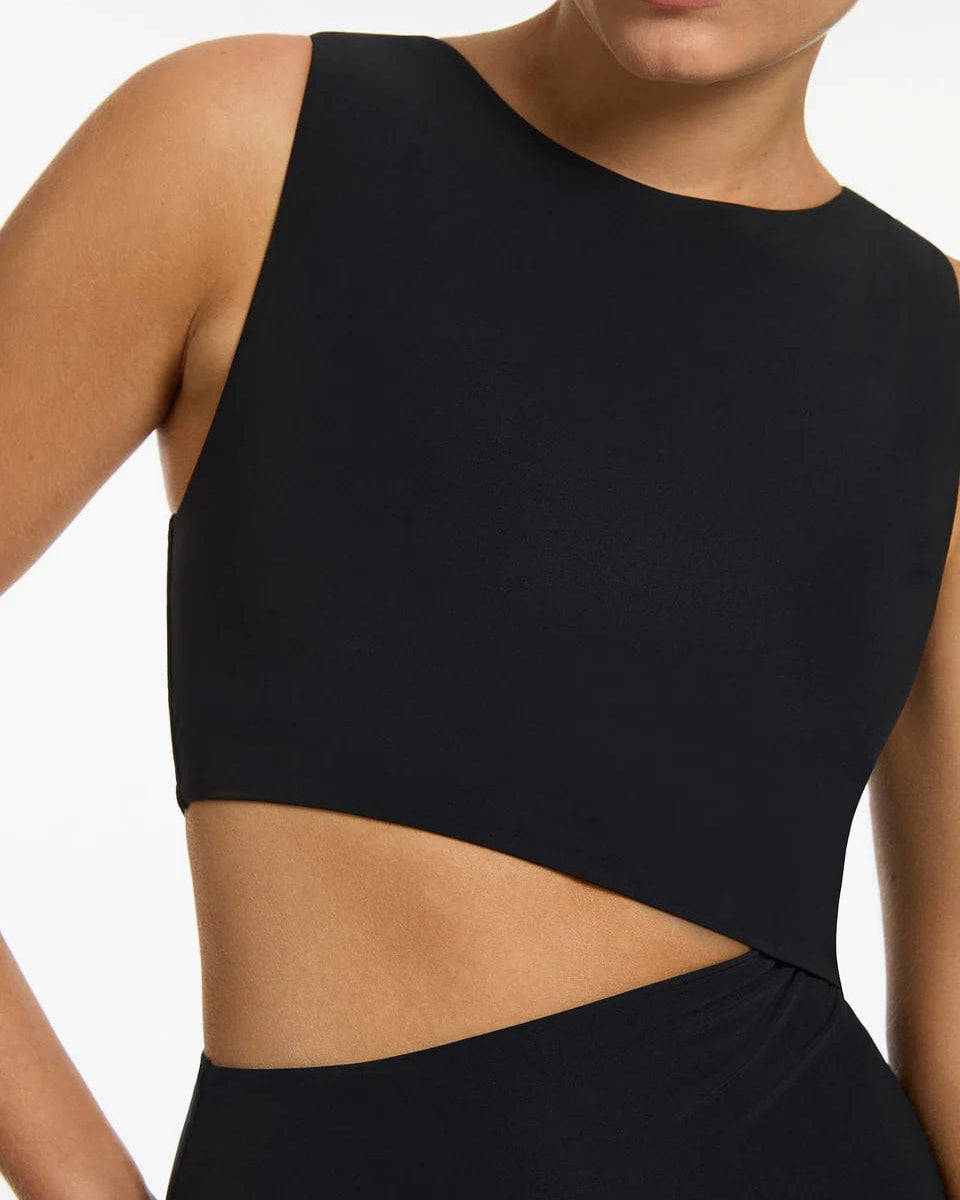 Jets Jetset Cut Out Tank One Piece - Black Splash Swimwear One Pieces