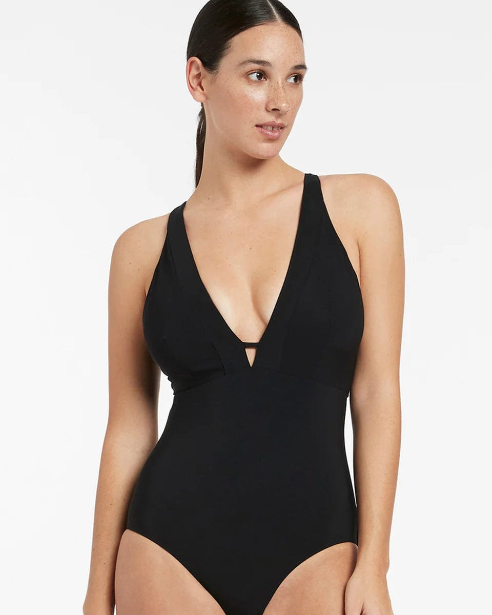 Jets Jetset E/F Clean Plunge One Piece - Black Splash Swimwear One Pieces