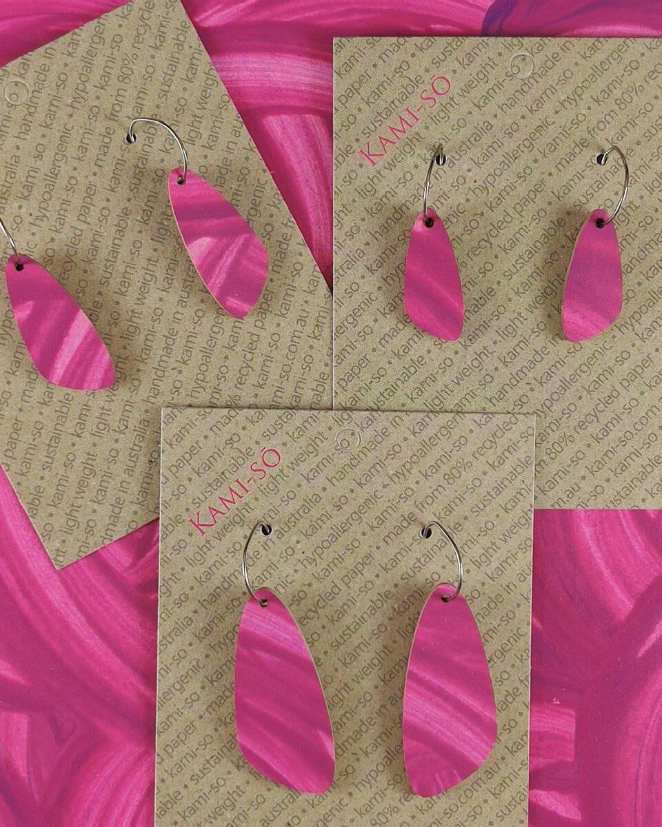 Kami-So Oval Recycled Paper Earrings - Large SOV230028A Kami-So Oval Recycled Paper Earrings - Large v2 Splash Swimwear Magenta Swipe 1000020625
