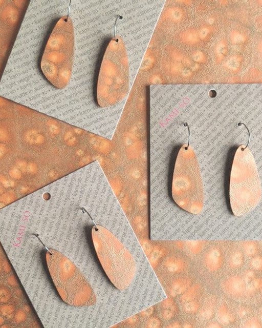 Kami-So Orange & Gold Oval Recycled Paper Earrings - Large