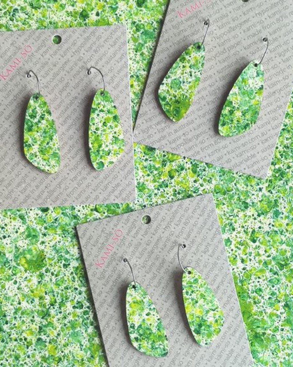 Kami-So Oval Recycled Paper Earrings - Medium SOV230011B Splash Swimwear Green Speckle 1000018363