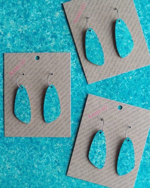 Kami-So Oval Recycled Paper Earrings - Medium SOV230012A Splash Swimwear Teal Blue Speckle 1000018364