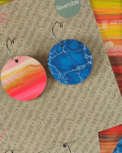 Kami-So Reversible Circle Recycled Paper Earrings Moe Moe Van Gogh Almond Blossoms Pippi Hoop Earrings Splash Swimwear Orange Multicolour Stripes / Blue Crackle 1000018315