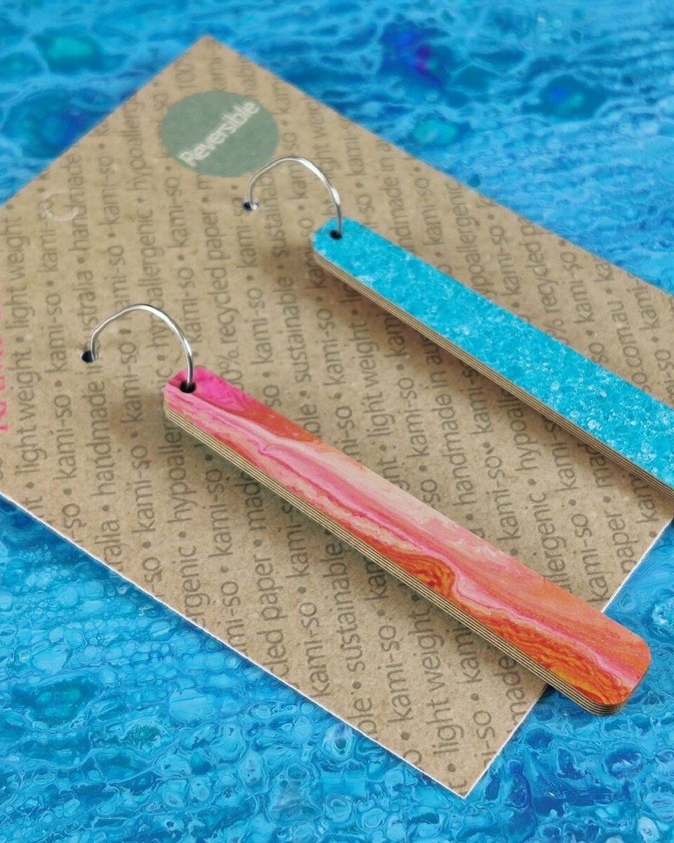 Kami-So Reversible Paddle Recycled Paper Earrings Kami-So Reversible Paddle Recycled Paper Earrings Splash Swimwear
