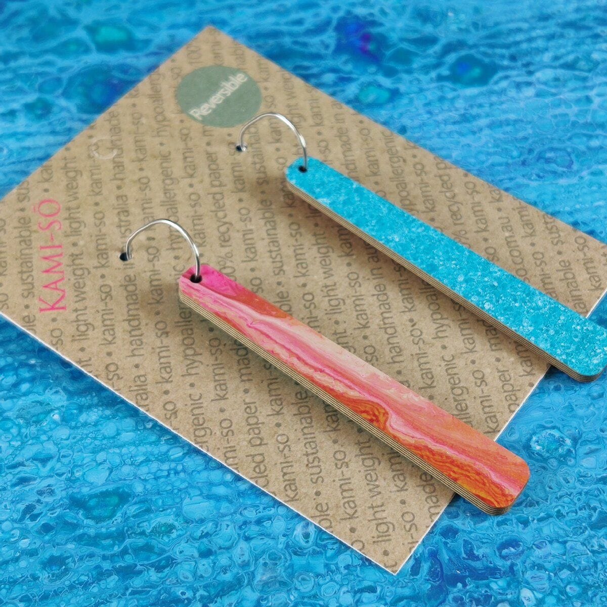 Kami-So Reversible Paddle Recycled Paper Earrings Kami-So Reversible Paddle Recycled Paper Earrings Splash Swimwear