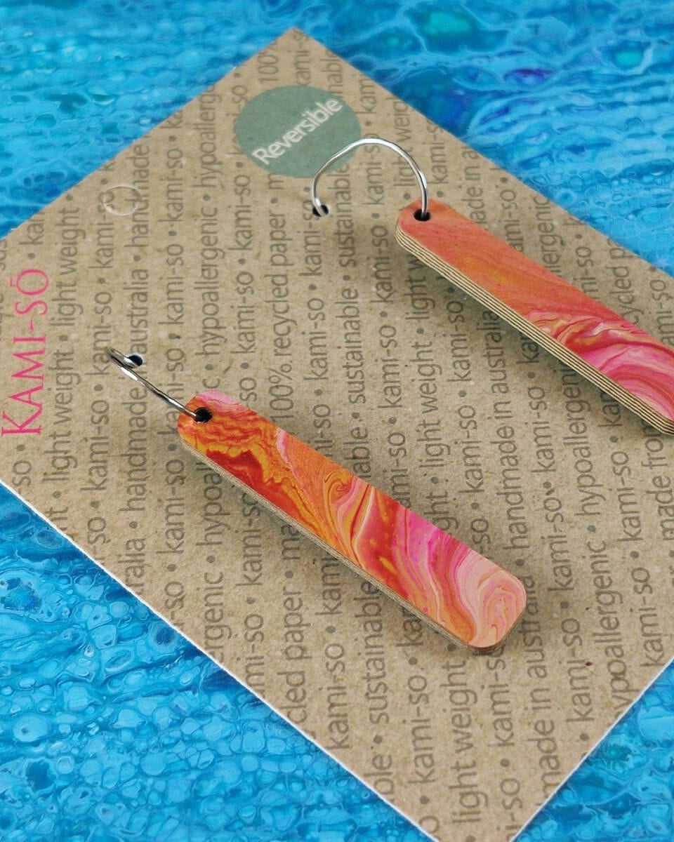 Kami-So Reversible Paddle Recycled Paper Earrings Kami-So Reversible Paddle Recycled Paper Earrings Splash Swimwear