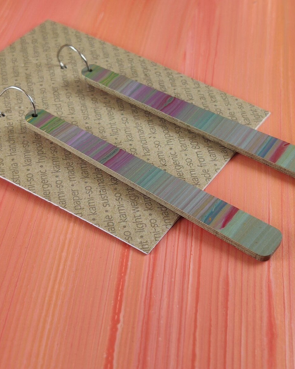 Kami-So Reversible Paddle Recycled Paper Earrings Kami-So Reversible Paddle Recycled Paper Earrings Splash Swimwear
