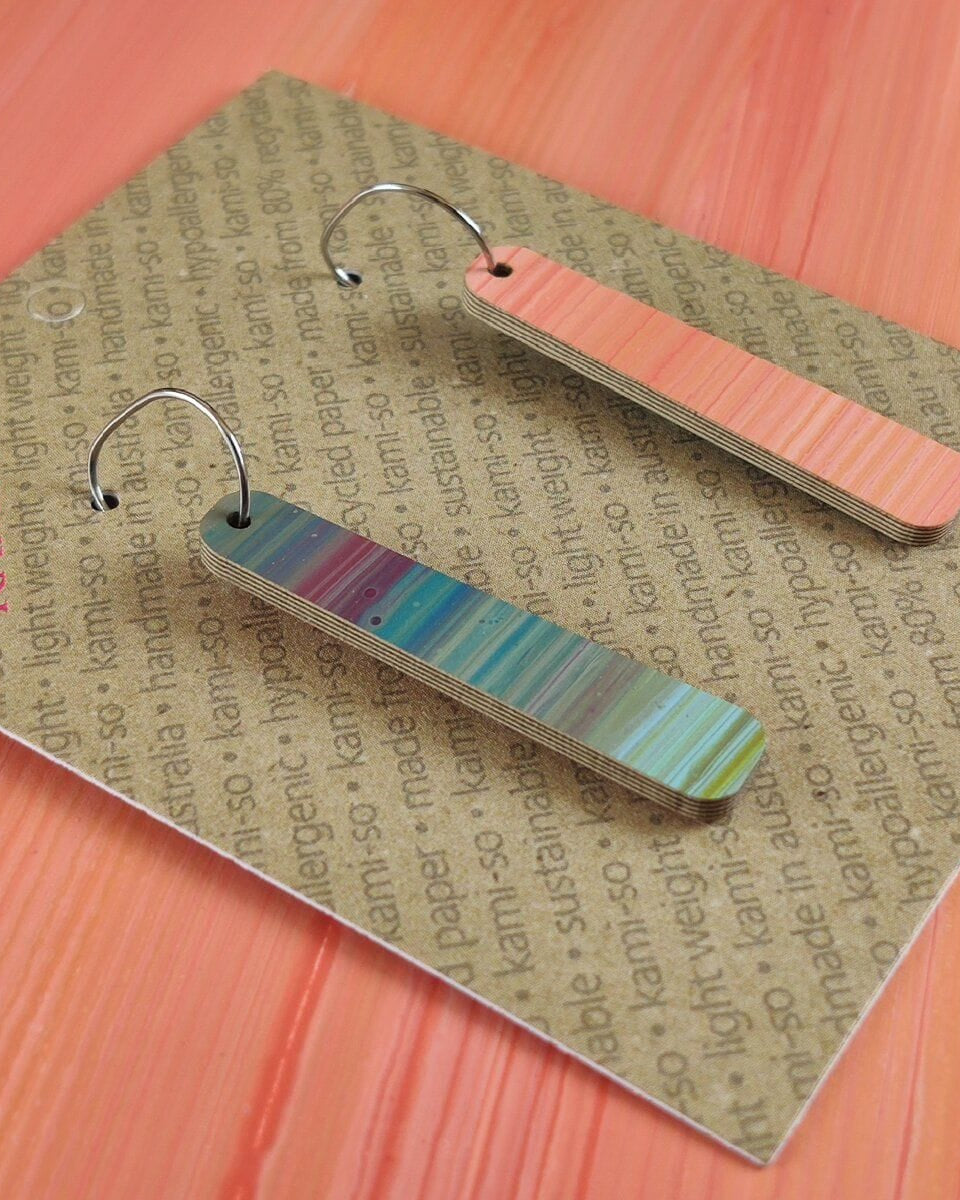 Kami-So Reversible Paddle Recycled Paper Earrings Kami-So Reversible Paddle Recycled Paper Earrings Splash Swimwear