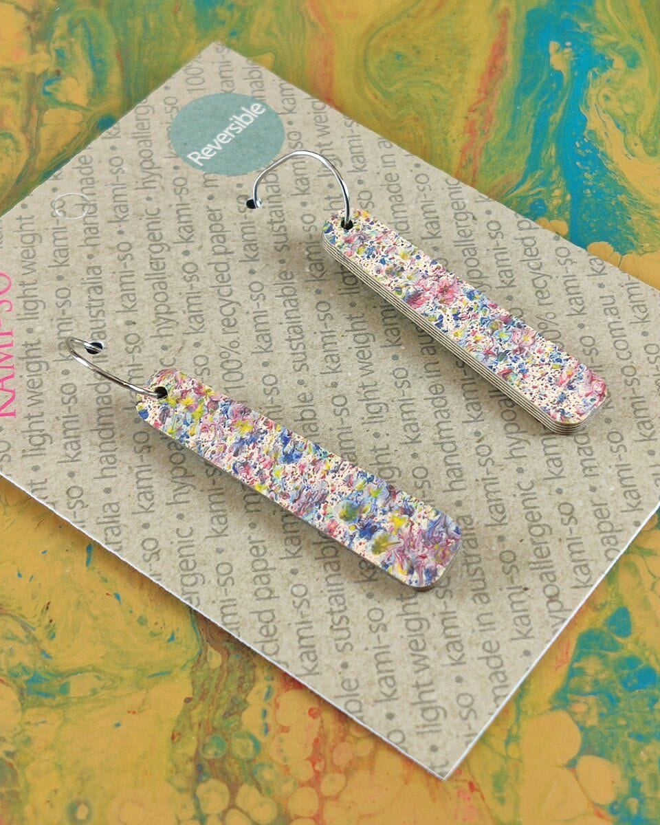Kami-So Reversible Paddle Recycled Paper Earrings Kami-So Reversible Paddle Recycled Paper Earrings Splash Swimwear