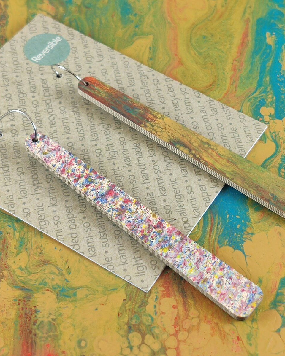 Kami-So Reversible Paddle Recycled Paper Earrings Kami-So Reversible Paddle Recycled Paper Earrings Splash Swimwear