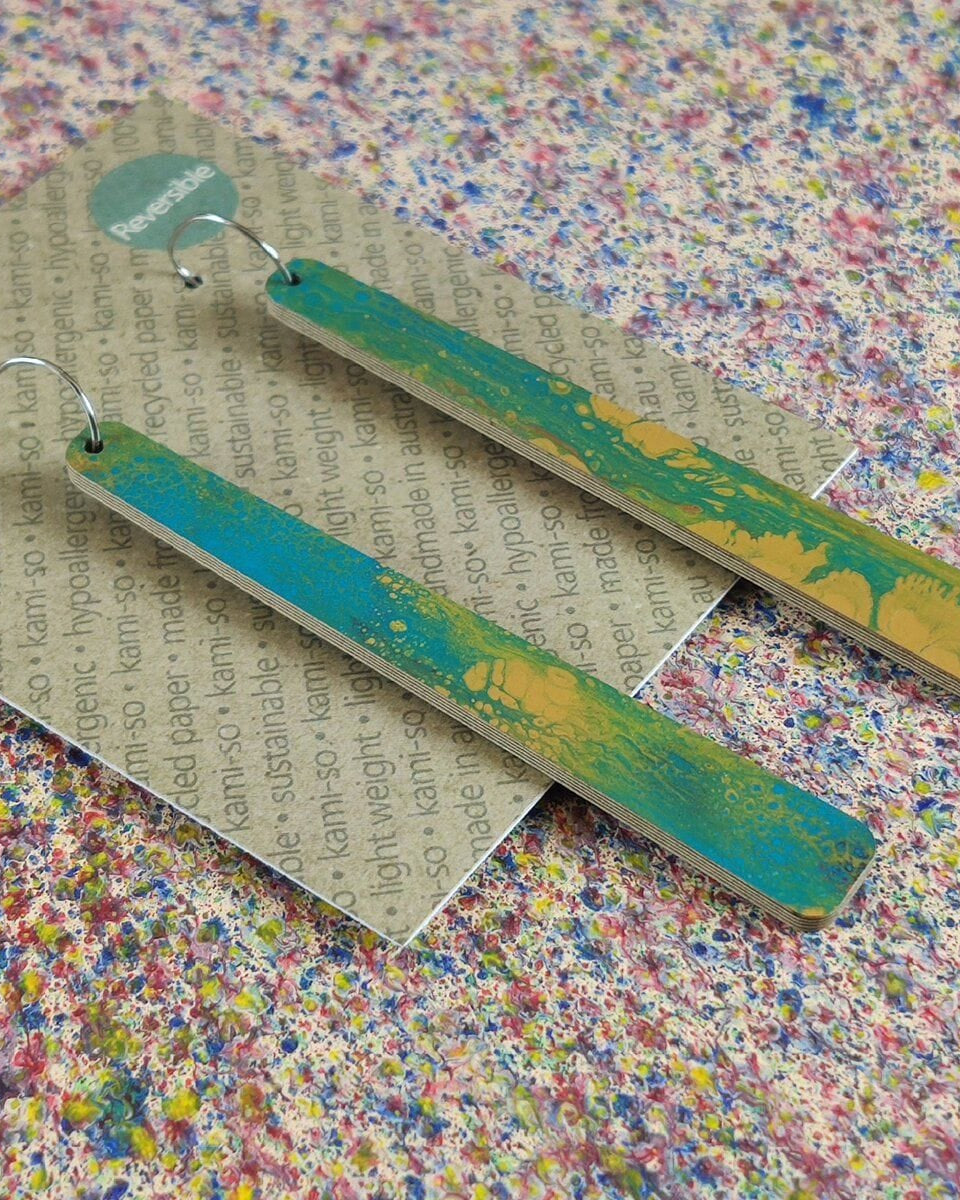 Kami-So Reversible Paddle Recycled Paper Earrings Kami-So Reversible Paddle Recycled Paper Earrings Splash Swimwear
