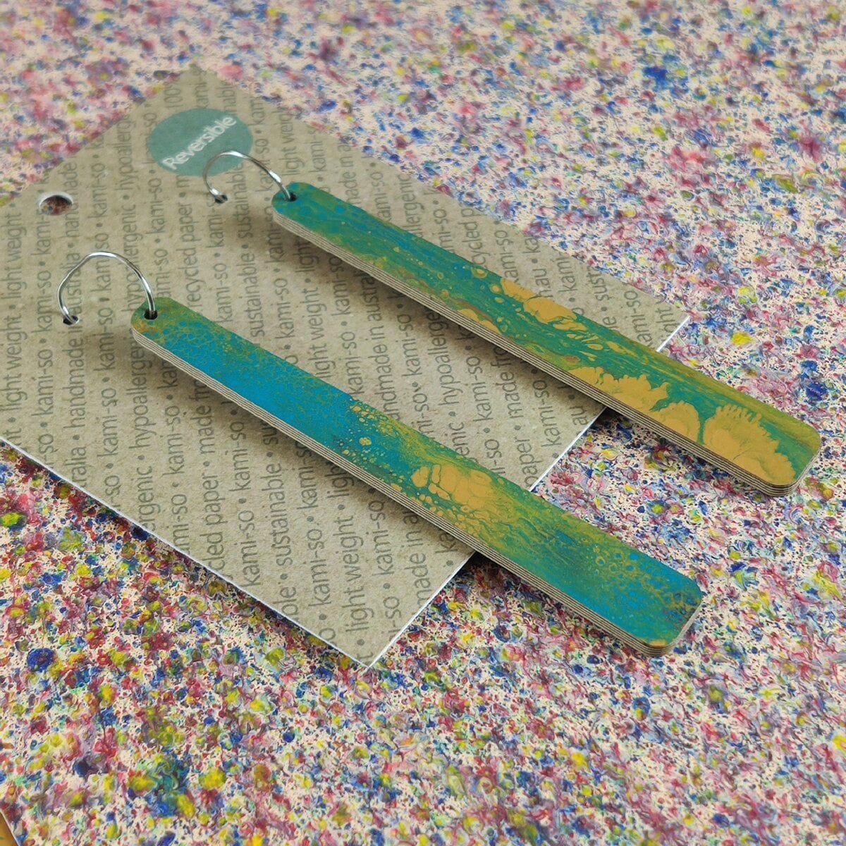 Kami-So Reversible Paddle Recycled Paper Earrings Kami-So Reversible Paddle Recycled Paper Earrings Splash Swimwear