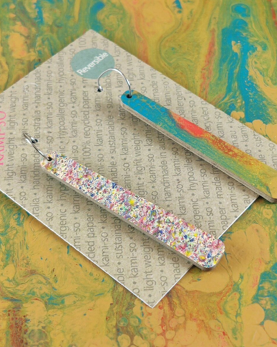 Kami-So Reversible Paddle Recycled Paper Earrings Kami-So Reversible Paddle Recycled Paper Earrings Splash Swimwear