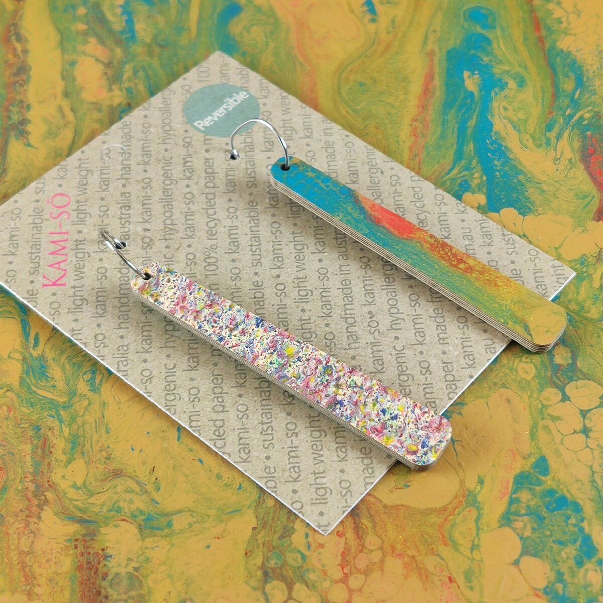 Kami-So Reversible Paddle Recycled Paper Earrings Kami-So Reversible Paddle Recycled Paper Earrings Splash Swimwear