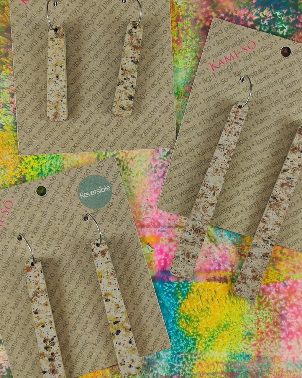 Kami-So Reversible Paddle Recycled Paper Earrings Moe Moe Van Gogh Almond Blossoms Pippi Hoop Earrings Splash Swimwear Bright Multicolour/Stone Speckle 1000018317