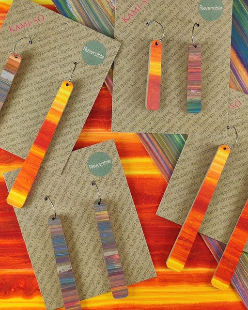Kami-So Reversible Paddle Recycled Paper Earrings Moe Moe Van Gogh Almond Blossoms Pippi Hoop Earrings Splash Swimwear Multicolour Stripes/Fire Stripes 1000018318