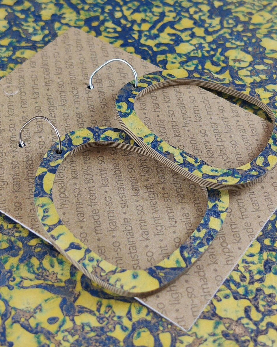 Kami-So Square Recycled Paper Earrings - Large Hoop Square Recycled Paper Earrings - Large Hoop Splash Swimwear