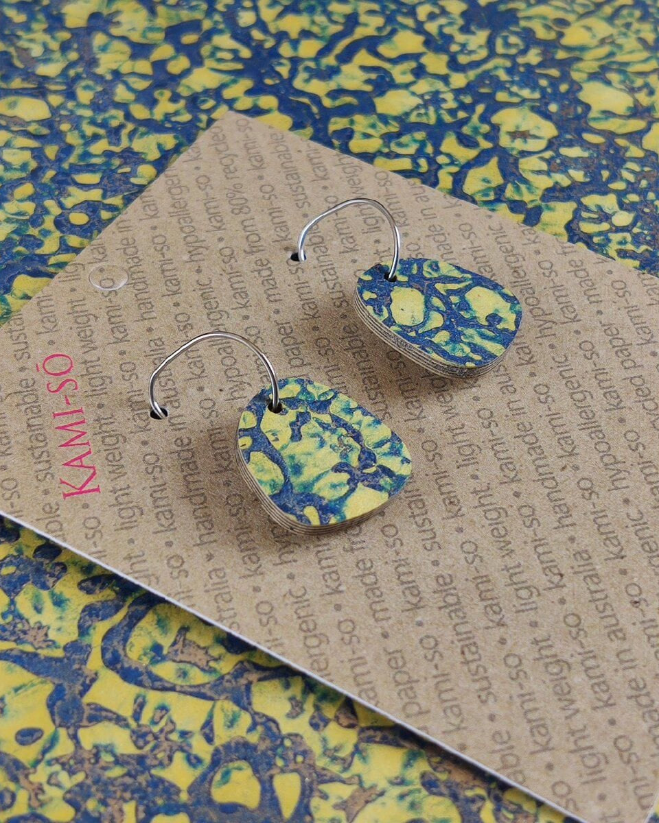 Kami-So Square Recycled Paper Earrings - Large Hoop Square Recycled Paper Earrings - Large Hoop Splash Swimwear