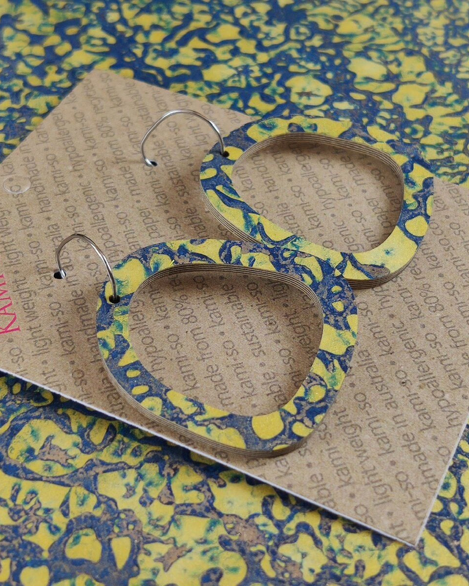 Kami-So Square Recycled Paper Earrings - Large Hoop Square Recycled Paper Earrings - Large Hoop Splash Swimwear