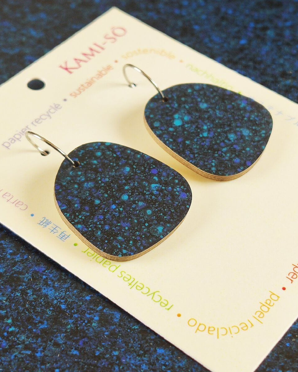 Kami-So Square Recycled Paper Earrings - Large Hoop Square Recycled Paper Earrings - Large Hoop Splash Swimwear