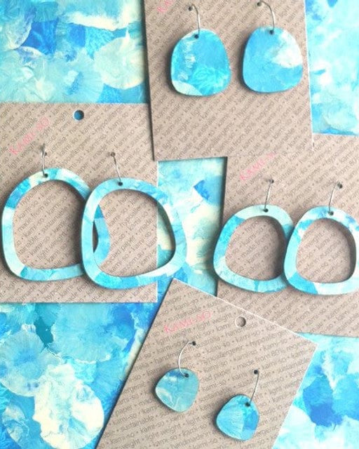 Kami-So Square Recycled Paper Earrings - Large Hoop Splash Swimwear Light Blue 1000018376