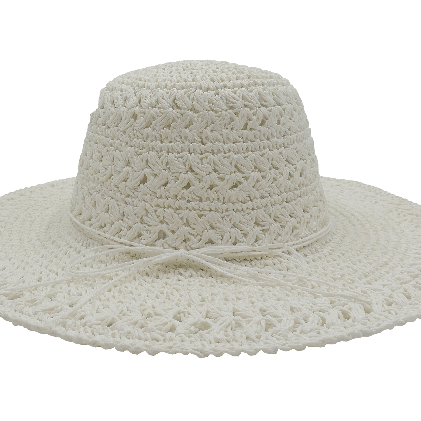 Kato Design Ladies Wide Brim Crochet Hat L2583-WHT Ladies Wide Brim Crochet Hat Splash Swimwear White