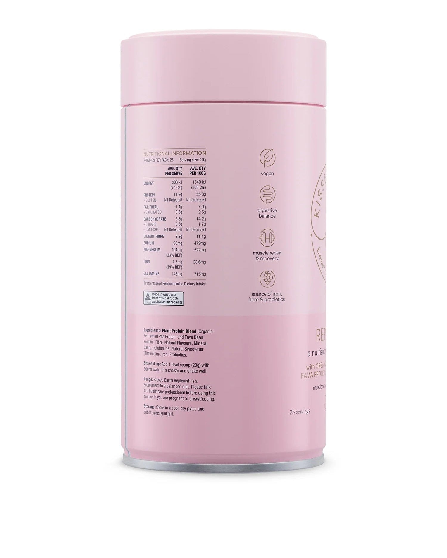 Kissed Earth Replenish Vanilla Protein Powder KE16 Splash Swimwear Health & Beauty 9354160001928