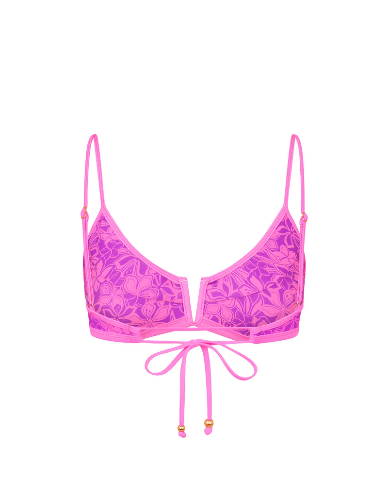 Kulani Kinis Kulani Kinis Bind Slim V Crop Bikini Top -Bubble Berry Kulani Kinis Bind Slim V Crop Bikini Top -Bubble Berry Splash Swimwear