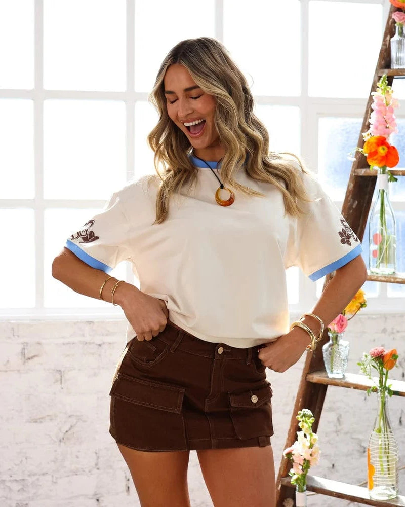 Kulani Kinis Kulani Kinis Boyfriend Bind Tee - Frangipani Fizz Kulani Kinis Boyfriend Bind Tee - Frangipani Fizz Splash Swimwear T-shirt