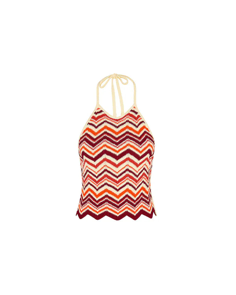 Kulani Kinis Kulani Kinis Chevron Knit Halter Crop Top - Toffee Twist Kulani Kinis Chevron Knit Halter Crop Top - Toffee Twist Splash Swimwear Clothing Top