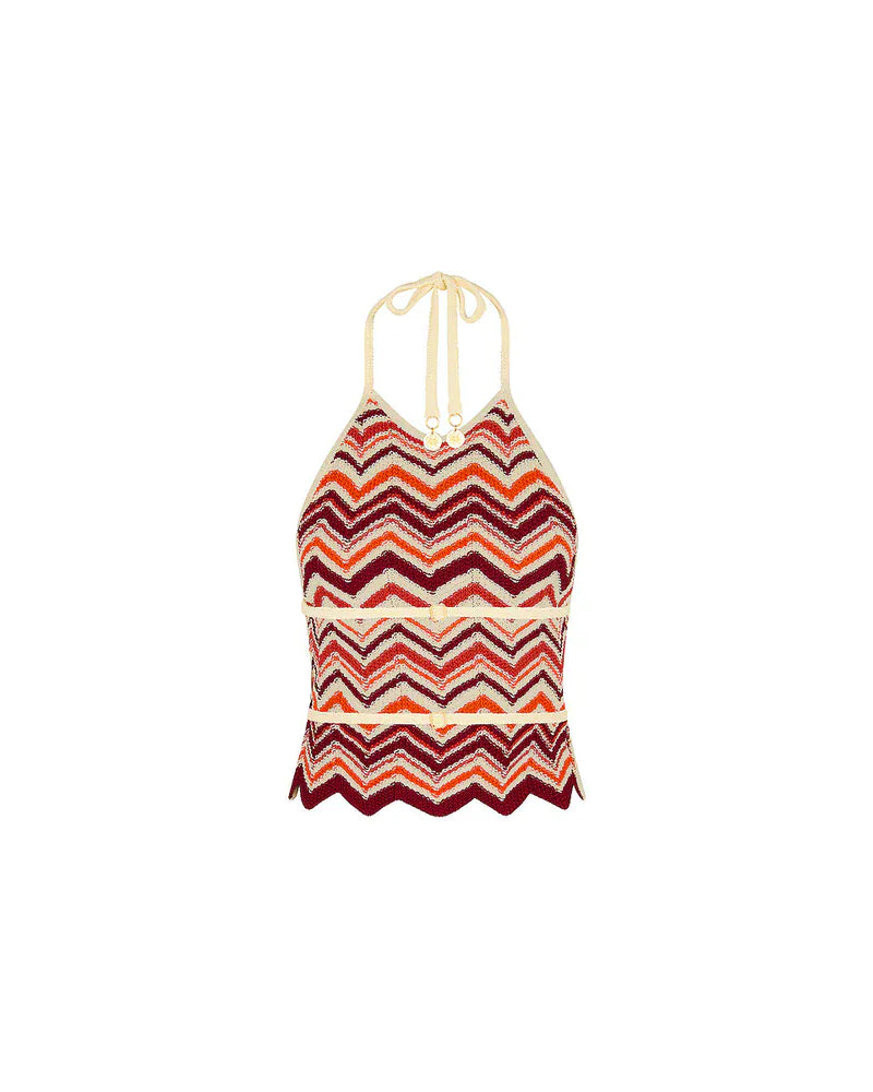 Kulani Kinis Kulani Kinis Chevron Knit Halter Crop Top - Toffee Twist Kulani Kinis Chevron Knit Halter Crop Top - Toffee Twist Splash Swimwear Clothing Top