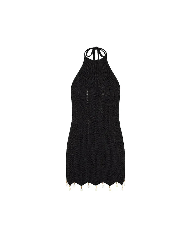 Kulani Kinis Kulani Kinis Chevron Knit Midi Halter Mini Dress - Twilight Black Kulani Kinis Chevron Knit Midi Halter Mini Dress - Twilight Black Splash Swimwear