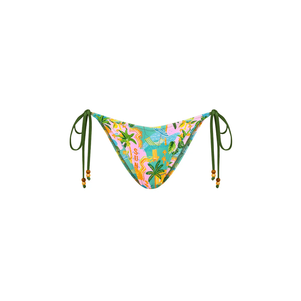 Kulani Kinis Kulani Kinis Dipped Cheeky Tie Bikini Bottom - Sunlit Spritz Kulani Kinis Dipped Cheeky Tie Bikini Bottom - Sunlit Spritz Splash Swimwear