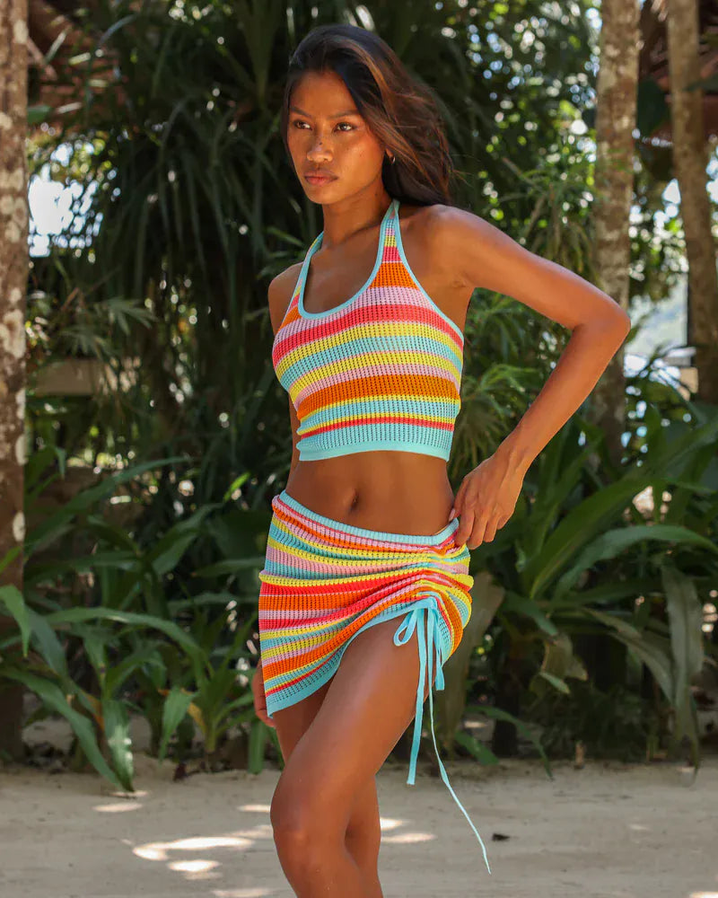 Kulani Kinis Kulani Kinis Drawstring Knit Mini Skirt - Sunset Strip Kulani Kinis Drawstring Knit Mini Skirt - Sunset Strip Splash Swimwear Skirts