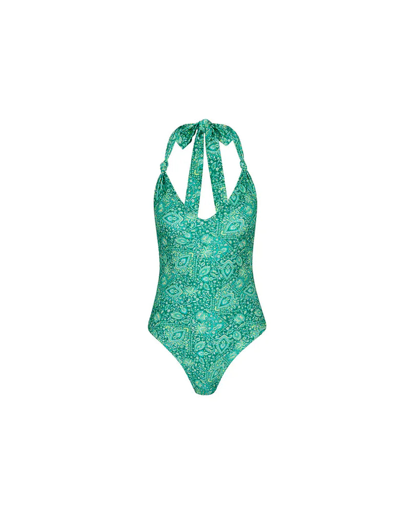 Kulani Kinis Kulani Kinis Emerald Aura Soft Knot Halter One Piece Kulani Kinis Emerald Aura Soft Knot Halter One Piece Splash Swimwear One Piece