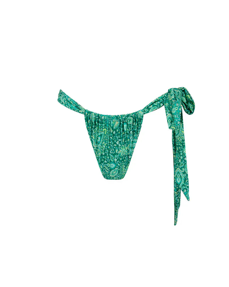 Kulani Kinis Kulani Kinis Emerald Aura Soft Tie Ruched Thong Bikini Bottom Kulani Kinis Emerald Aura Soft Tie Ruched Thong Bikini Bottom Splash Swimwear Bikini Bottoms