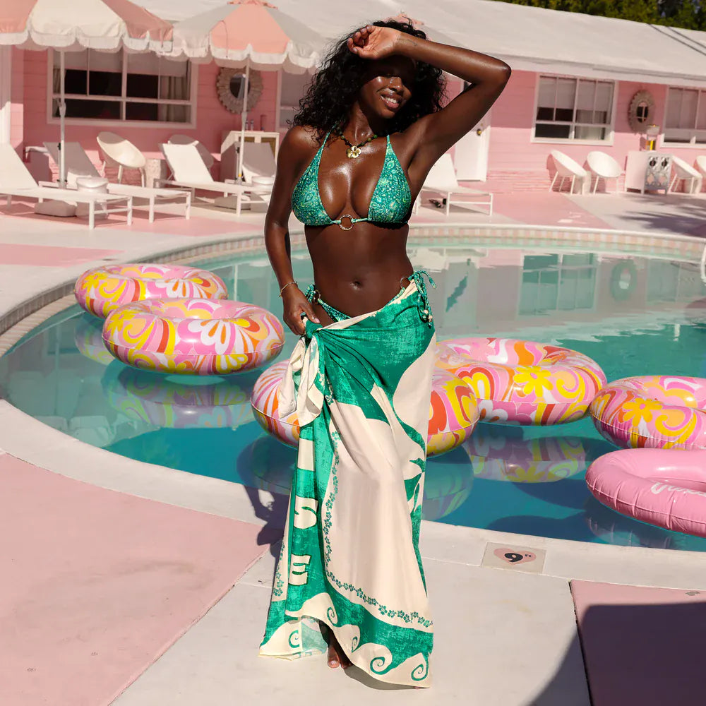 Kulani Kinis Kulani Kinis Emerald Springs Sarong Cover Up SAR101-EMSP Kulani Kinis Emerald Springs Sarong Cover Up Splash Swimwear Sarong 840522525359