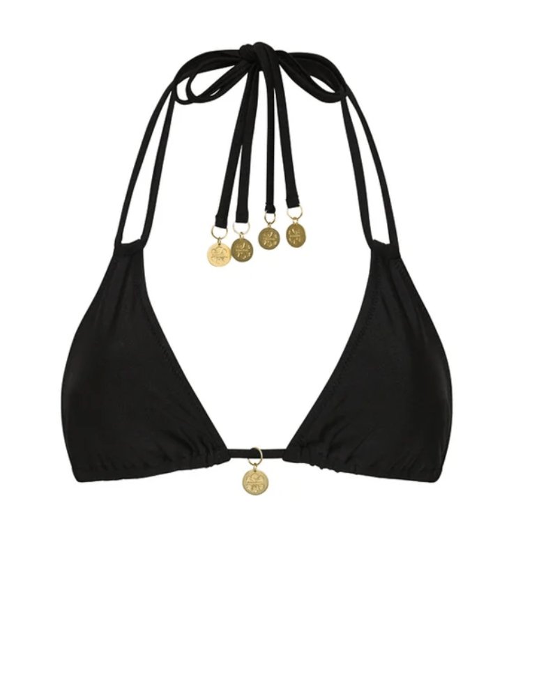 Kulani Kinis Kulani Kinis Halter Bralette Bikini Top - Twilight Black TOP155-TWBL Kulani Kinis Halter Bralette Bikini Top - Blue Lagoon Splash Swimwear Bikini Tops XS
