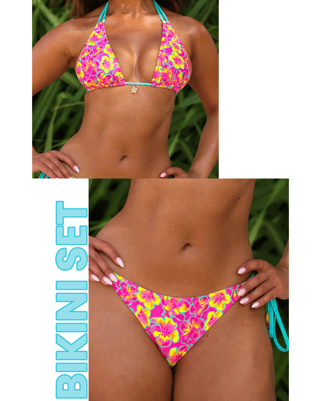 Kulani Kinis Kulani Kinis Halter Bralette Top & Full Coverage Tie Bottom Bikini Set - Sun Pop TOP155-SUNP+BOT255-SUNP-XS Kulani Kinis Halter Bralette Top & Full Coverage Tie Bottom Bikini Set - Sun Pop Splash Swimwear Bikini Set XS 95852631029817
